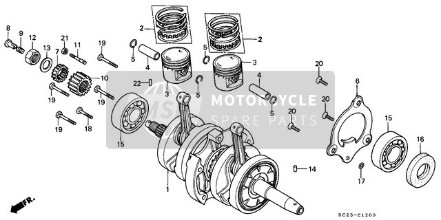 Honda CM125C 1988 Cigüeñal/Pistón para un 1988 Honda CM125C